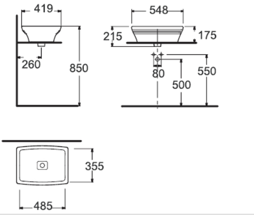 Chi tiết  kích thước lavabo đặt bàn tiêu chuẩn hiện nay