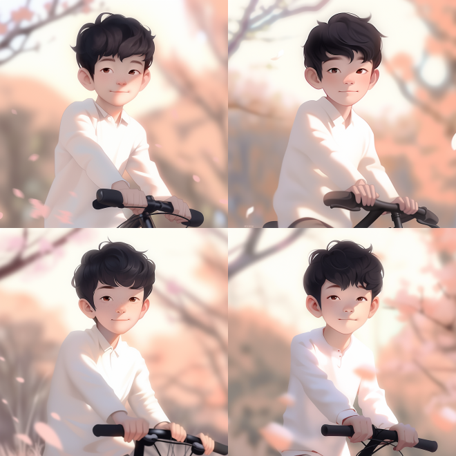 cute boy riding a bicycle V2