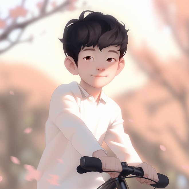 cute boy riding a bicycle V2 U1