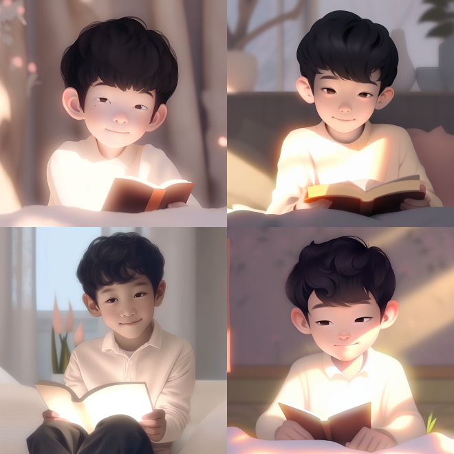 cute boy reading a book
