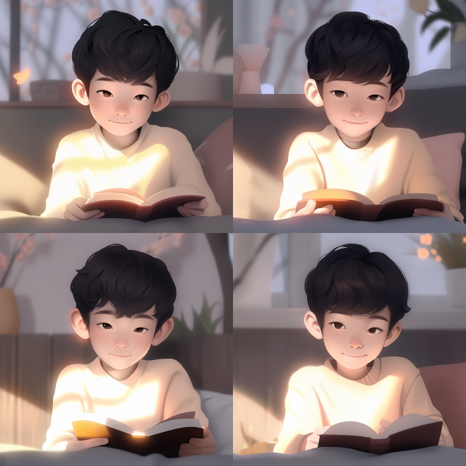 cute boy reading a book V2