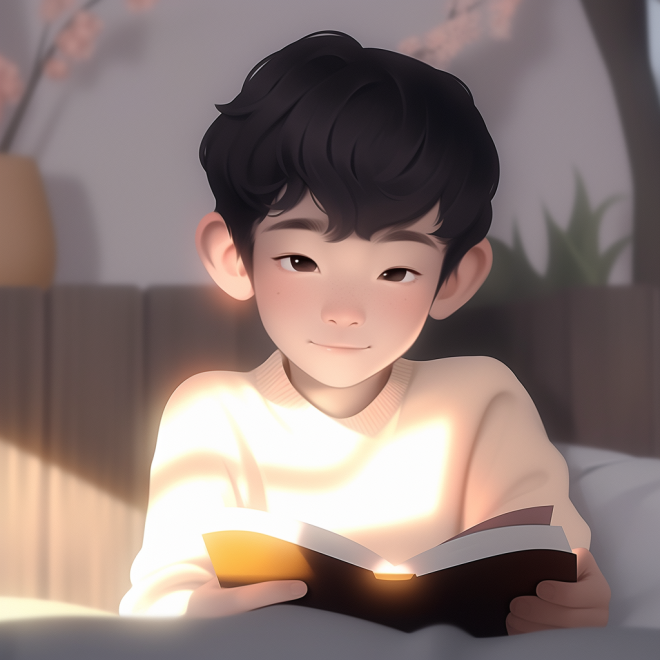 cute boy reading a book V2 U3