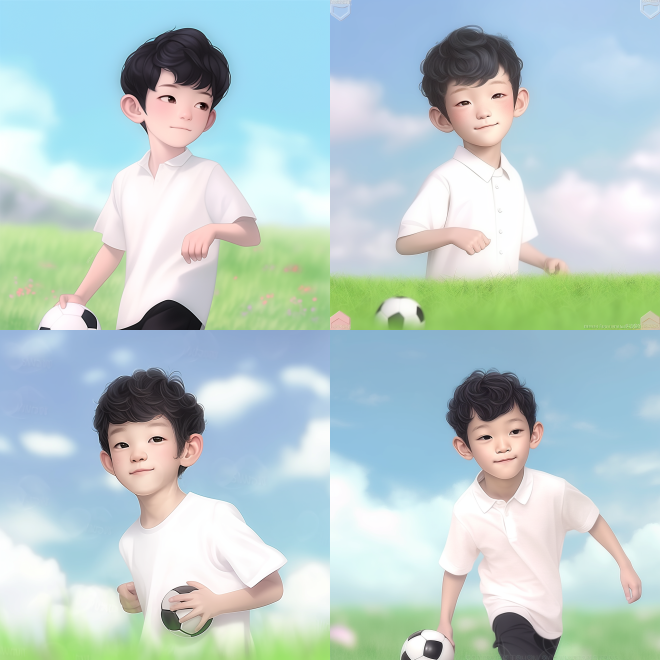 cute boy playing football