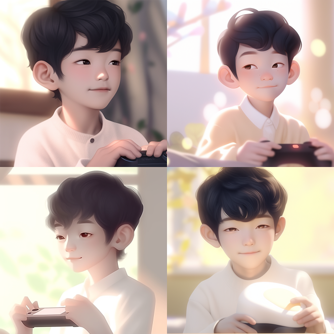 cute boy playing game