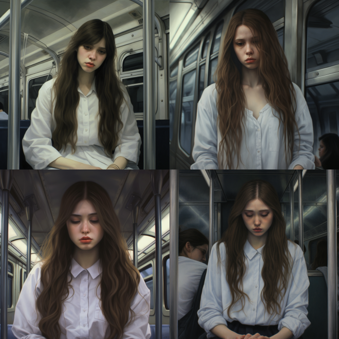 女孩坐地铁