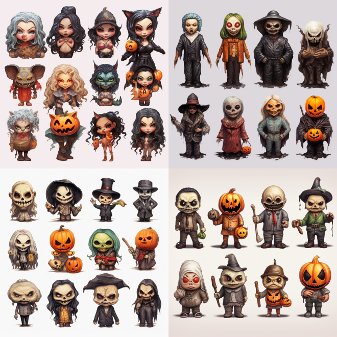 Halloween character illustrations