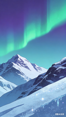 生成2D雪山极光图.png