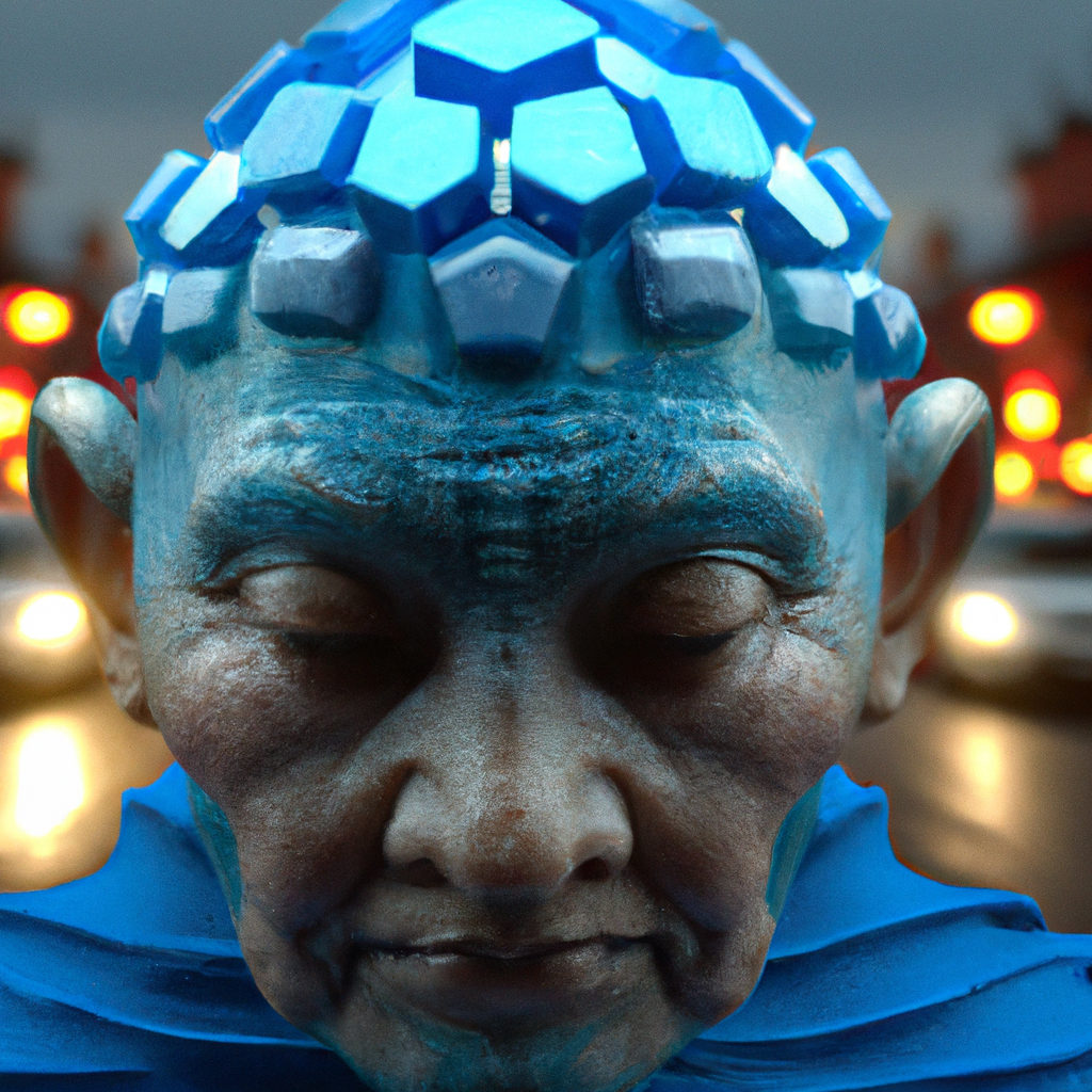 surreal blueish monk